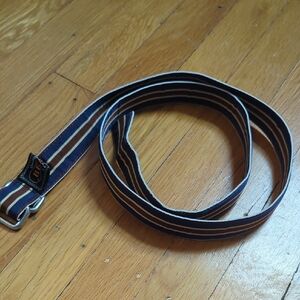 Beams+ Striped Navy, Brown and White Men's Webbing Belt